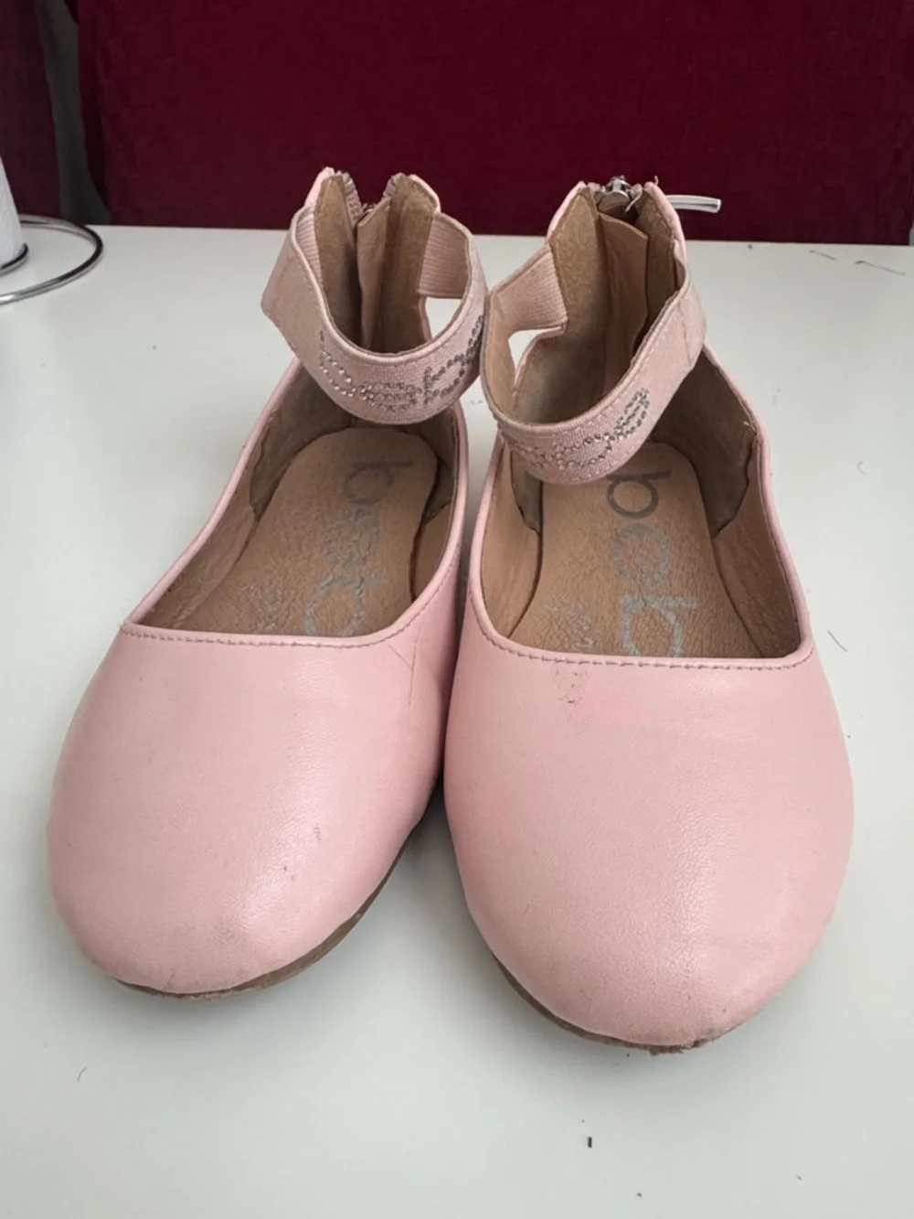 bebe Girls' Light Pink Ankle-Strap Ballet Flats